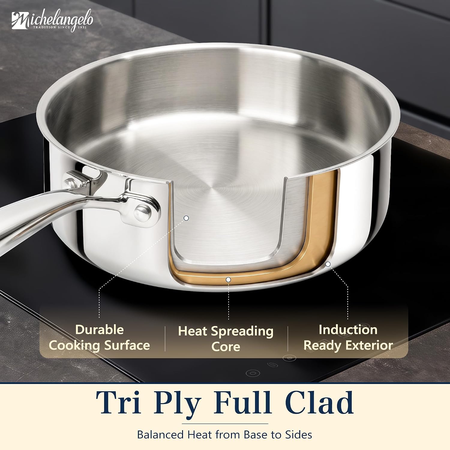  21-Piece Stainless Steel Pots and Pans Set, Tri-Ply Full Clad thumbnail