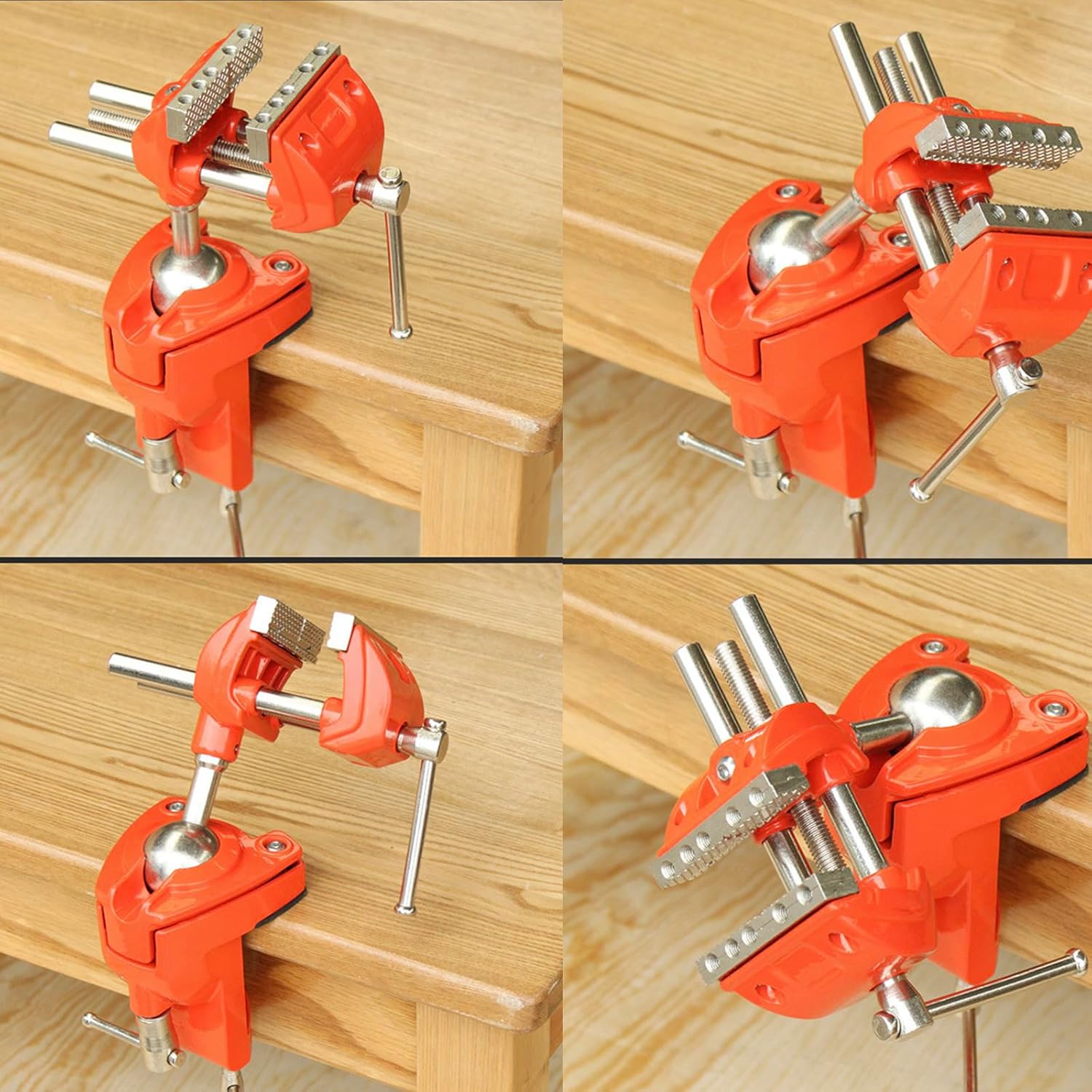 Clamp Bench Vise, Small Table Vise for Woodworking, Heavy Duty Clamp Vise for Workbench DIY Projects, Swivel Base, 360 Degree Rotating, Post Universal