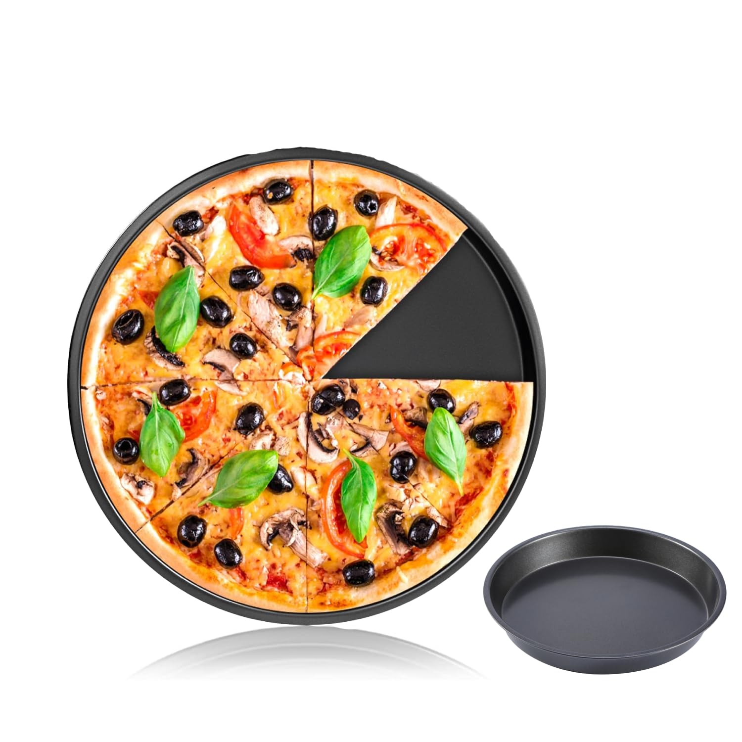 Hapivida Teglia Per Pizza, Teglia Per Pizza Rotonda Nera Da 9 Pollici Forno A Microonde Piatti Da Forno Teglie Teglia Da Forno (1 Pezzi - 8