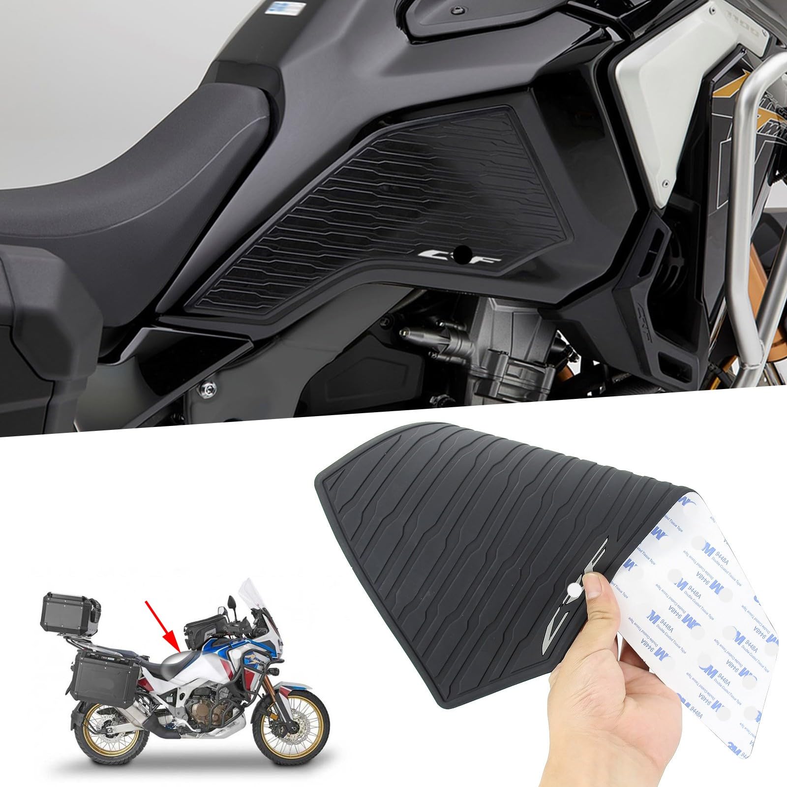 Compatibile con Honda CRF 1000 L CRF1100L Africa Twin Adventure Sport/Standard Moto Laterale Serbatoio Carburante Protezione Adesivi Decalcomania Antiscivolo Gas Ginocchio Grip Traction (Adventure)
