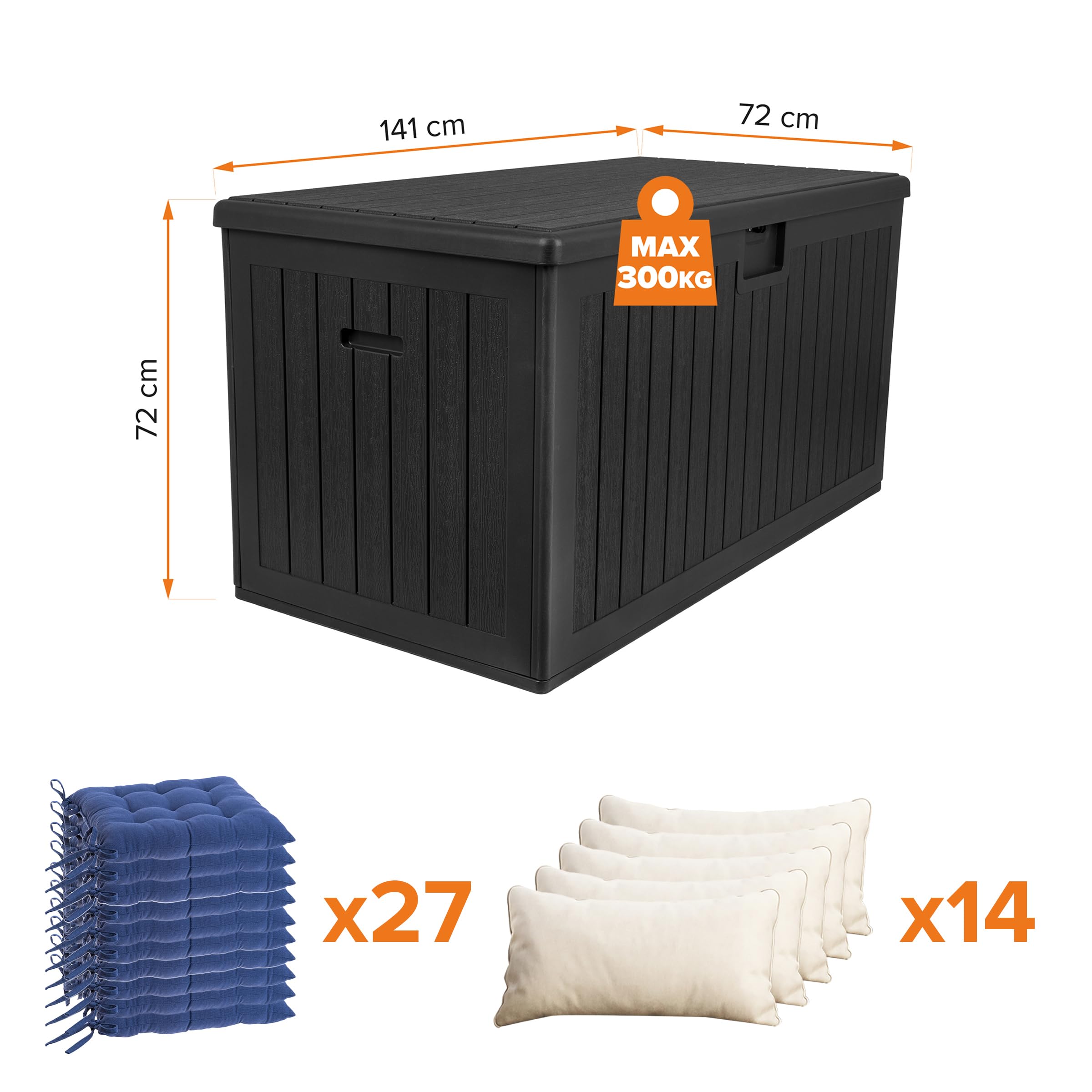 Gartenbox 570 L Auflagenbox Treeline Kissenbox Gartenmöbel Balkonmöbel | Auflagenbox wasserdicht - Kissenbox Outdoor wasserdicht - Aufbewahrungsbox mit Deckel Garten - Geräteschuppen Garten Zubehör