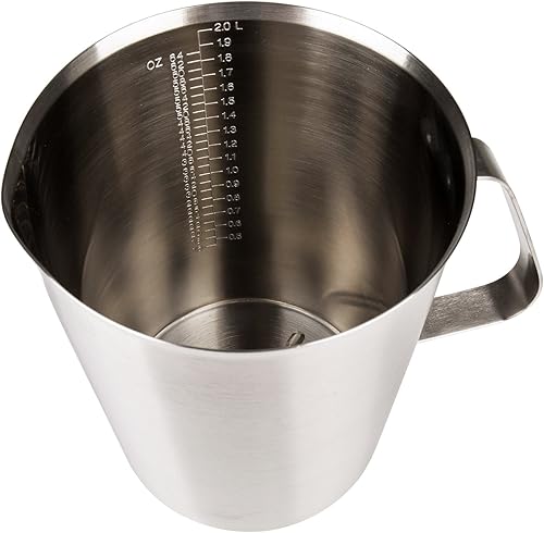 Vista 3 de Taza medidora, tazas medidoras de acero inoxidable (64 onzas/2 litros - 8 tazas), jarra de espuma de alta resistencia, jarra de espuma de leche