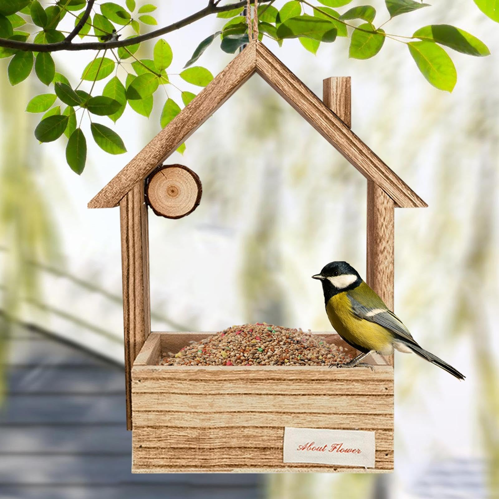 Vogelfutterstation Aus Zedernholz - Handgefertigte Schaukel-Design-Futterstelle Für Garten Und Balkon