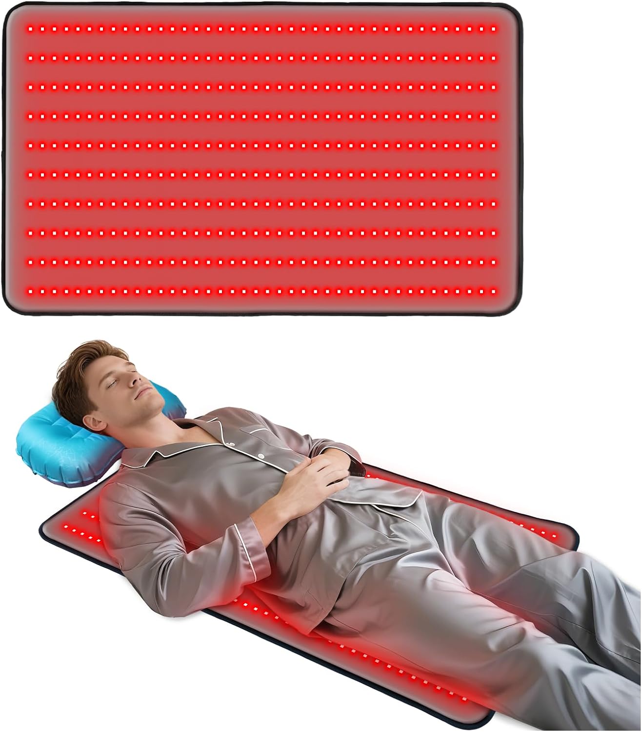 38" x 23.6" Medical Grade TPU Film Infrared Light Therapy Mat for Body 400 LEDs, Dual Wavelength (660nm & 850nm), 3 Modes & 5 Brightness Levels