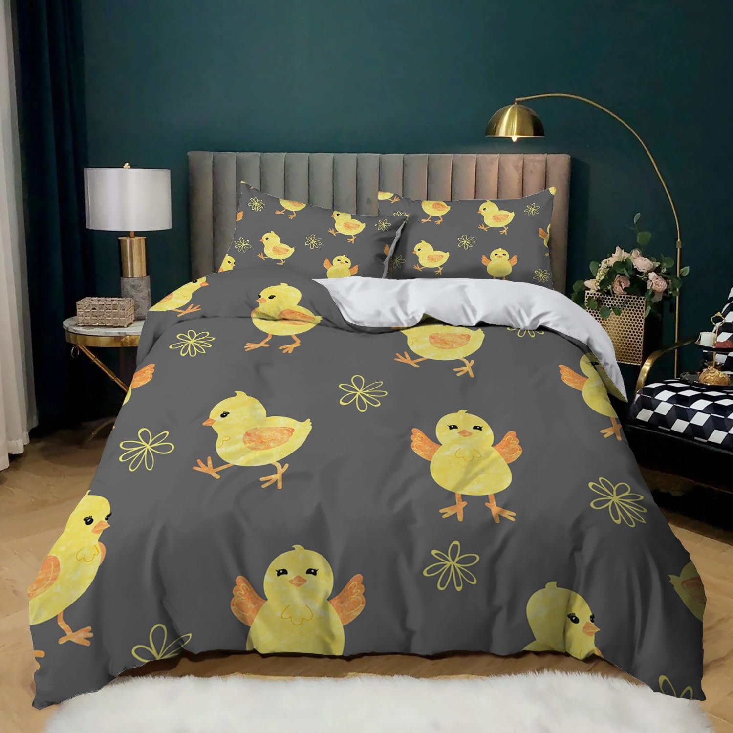 Housse de couette 240x260 cm parure de lit microfibre facile à laver