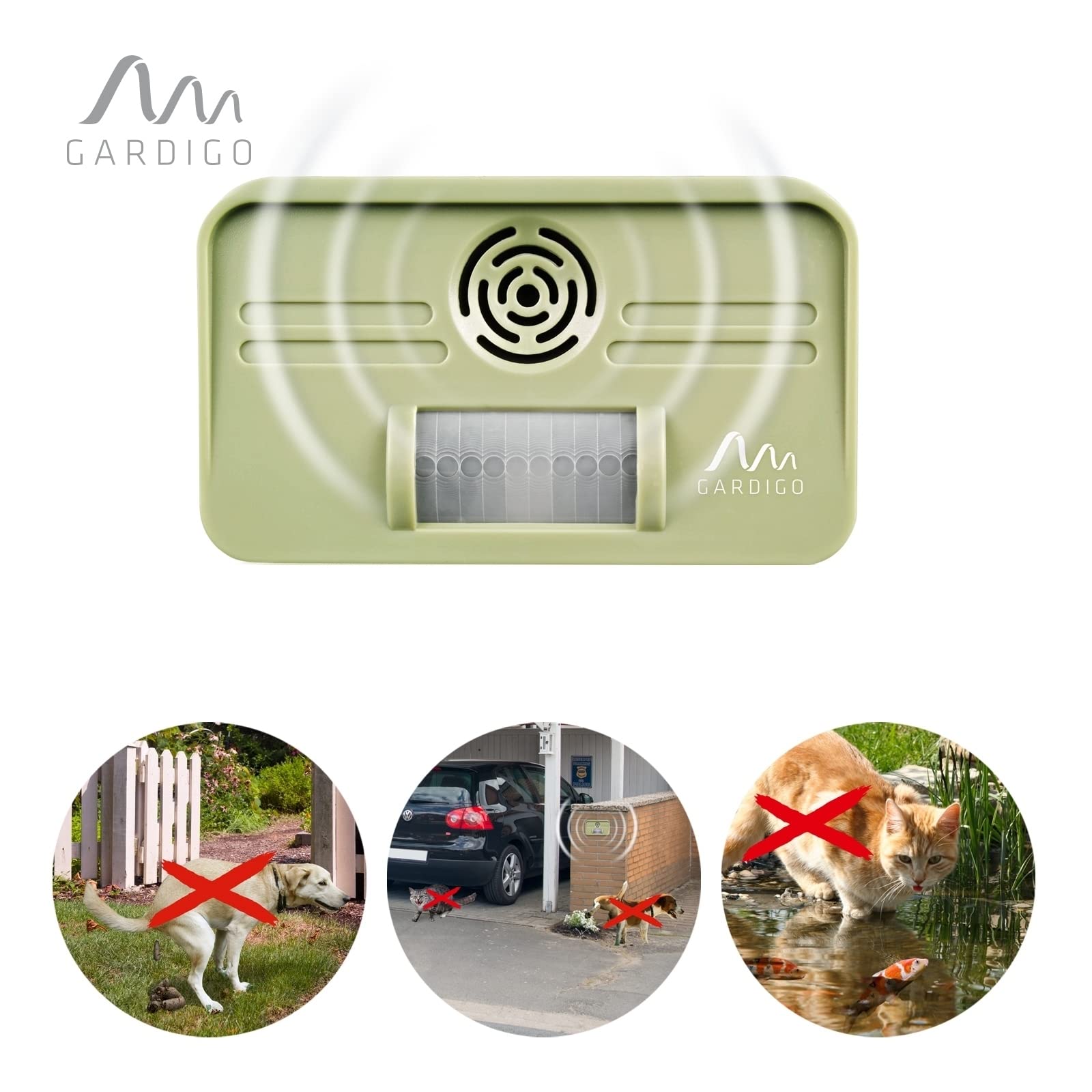 GARDIGO® Scaccia Gatti | Repellente per Gatti | Dissuasore per Cani | Disabituante Gatti | Repellente Ultrasuoni Animali Giardino | Angolo di Rilevamento 70°, Raggio d'Azione 7 m | Anti Gatto 1 Pezzo