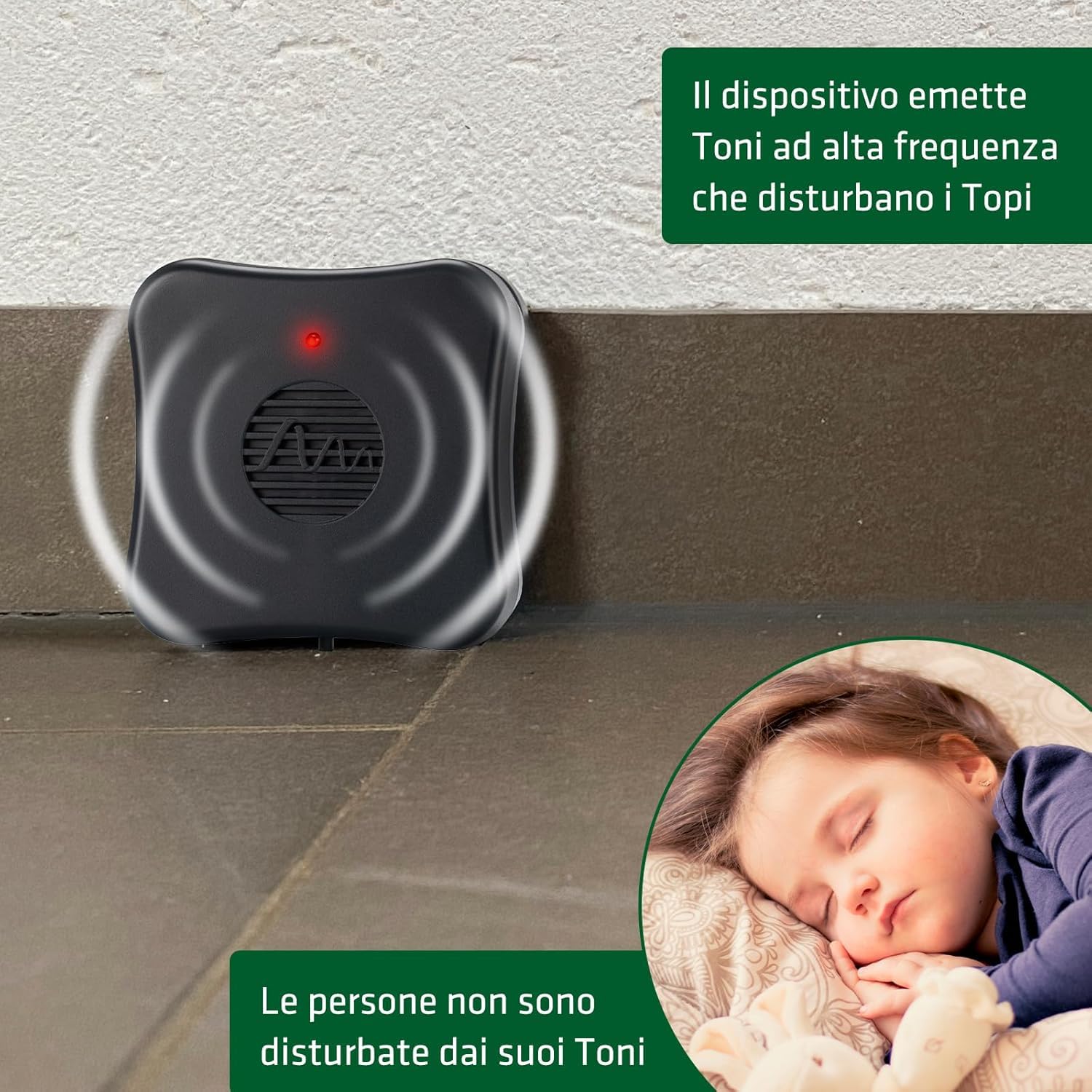 Gardigo® Repellente per Topi Mobile - 3 Pezzi | Ultrasuoni Contro Topi e Ratti | Dissuasore Antitopi a Batterie | Area di Azione Fino a ca. 40m² | per Garage, Casa, Stalla, Soffitta