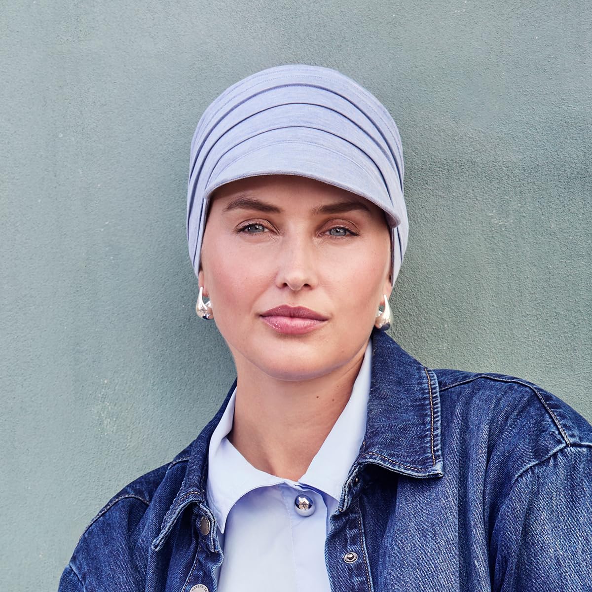 Christine Headwear Gorro Oncológico HocYoga Cap Azul Claro Melange 1582-0469 | Gorra Quimioterapia de Bambú Factor Solar 50+