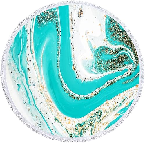 Queenshin Toallas de playa redondas extra grandes y coloridas a prueba de arena, secado rápido, manta de viaje circular de microfibra gruesa para