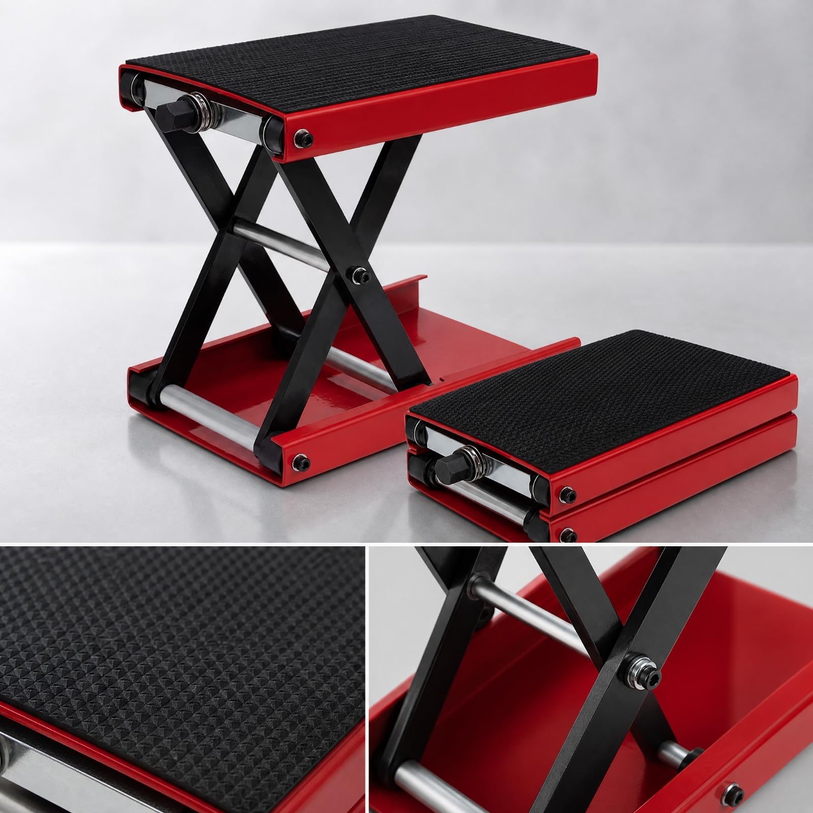 Elevador Motocicletas Universal | Ajustable, Soporte Elevación para Motocicleta, Base Elevadora para Motocicleta, Taller, Garaje, Mecánicos