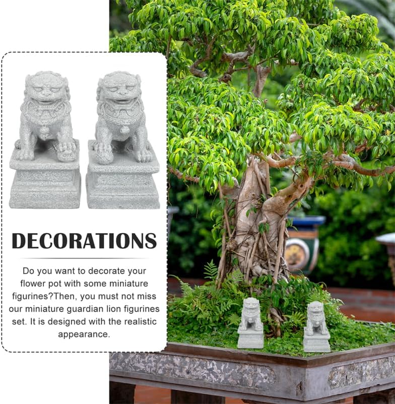 Mini Chinese Lion Statues Pair 1.77 Inch Guardian Lion Figurines for Bonsai Garden Micro Landscape Plant Pot D Cor Home Accent - Image 4