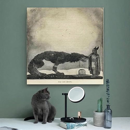 Miniatura 9 de Póster de John Bauer (Tyr y Fenrir) de pinturas famosas, póster artístico y arte de pared, póster moderno para decoración de dormitorio familiar, 12