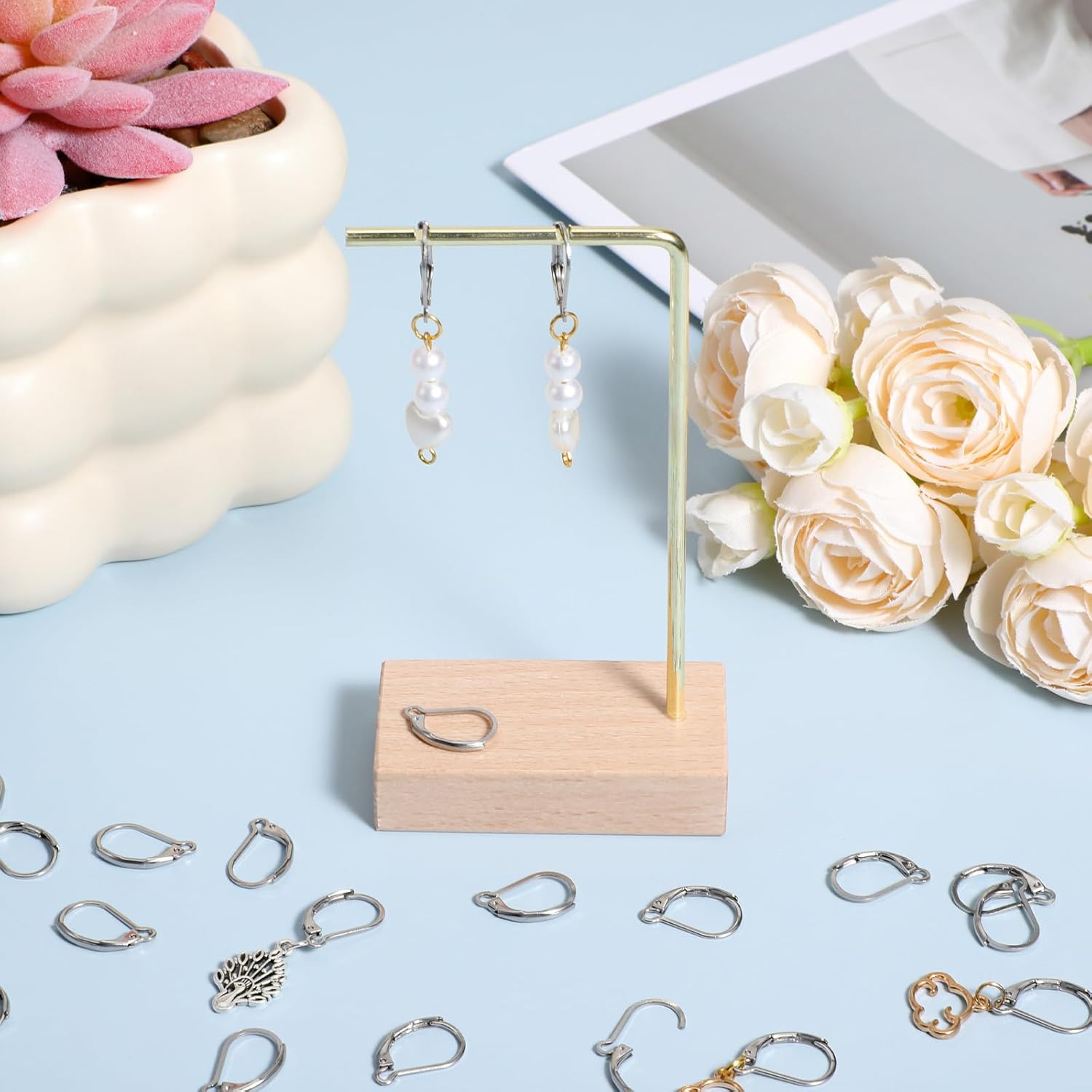 30 Pcs Leverback Earring Hooks Stainless Steel Earring Hooks Lever Back Earrings Clasps French Ear Wire Findings for Making Dangle Jewelry Making 0.63 × 0.43 Inches - Image 6