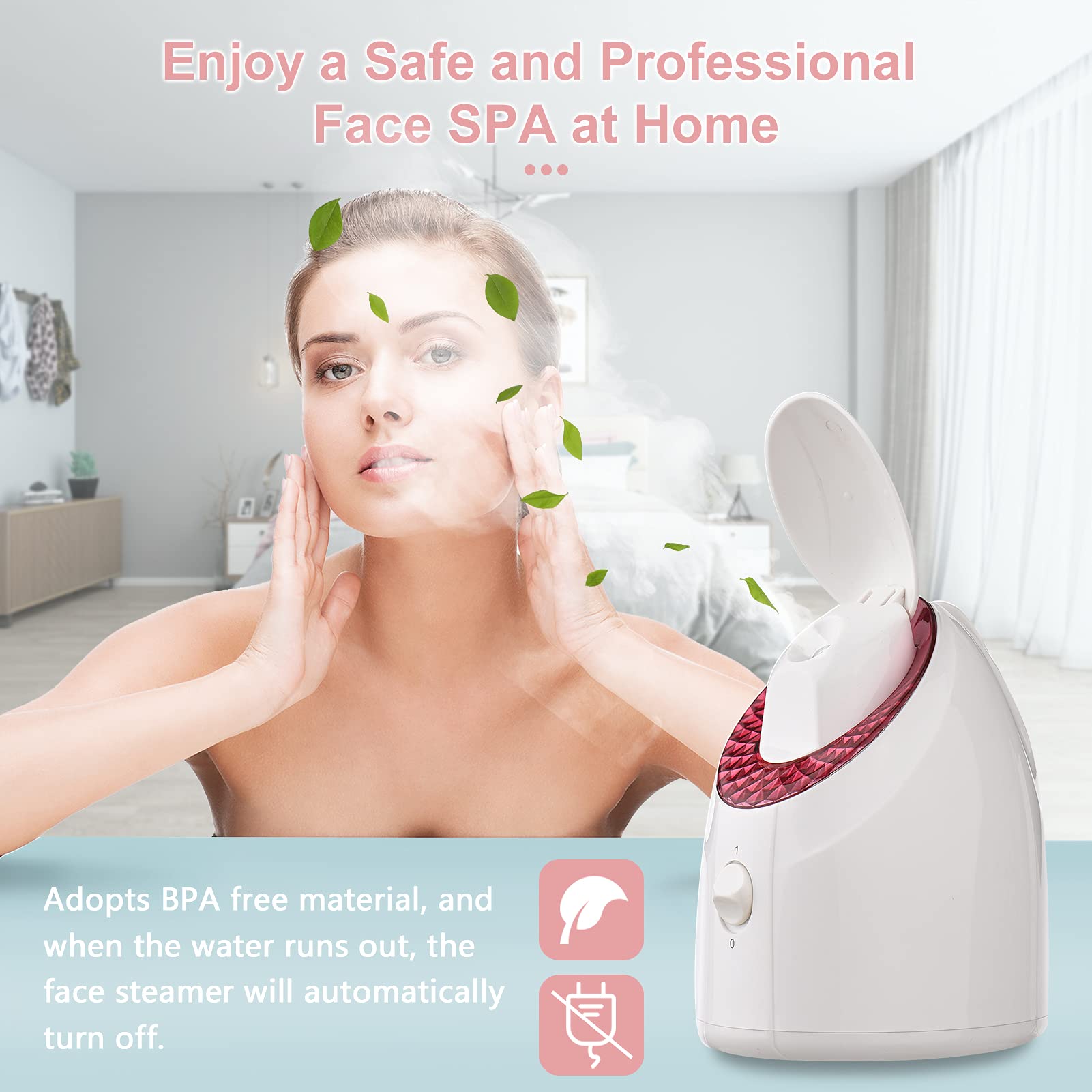 Sauna Facial Vaporizador Facial Nano Ion Cálido Niebla Humidificador Facial Humidificador Facial Vapor Filtro UV Limpieza Facial Profundidad Poros Hidratante Cara SPA