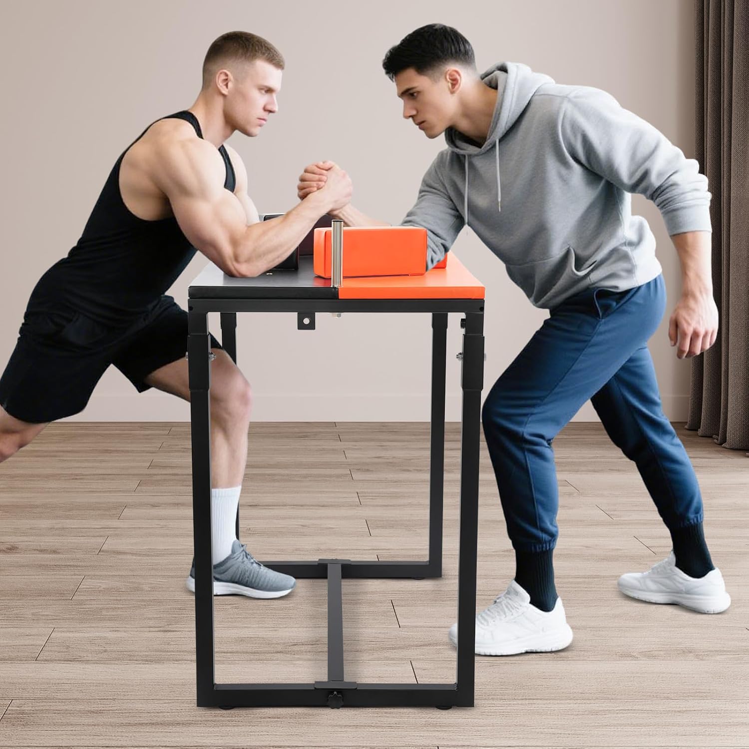 Arm Wrestling Table, Foldable Arm Wrestling Table, Foldable Arm Wrestling Table, Competition Training Equipment for Professional Players, Amateur Enthusiasts, Home Gym & Club, Black, Orange