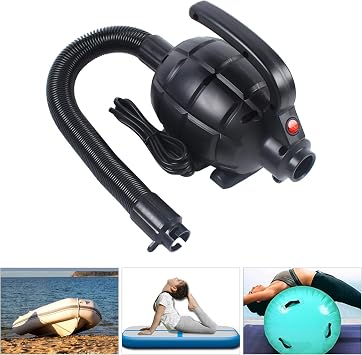 Electric Air Pump Portable Air Pump, Quick Fill Inflator Deflator with 4 Sizes Nozzle, 600W High Power Electric Pump 2.4psi, Black, for Inflatables Mattress Bed, Paddle Board, Gymnastics Mat