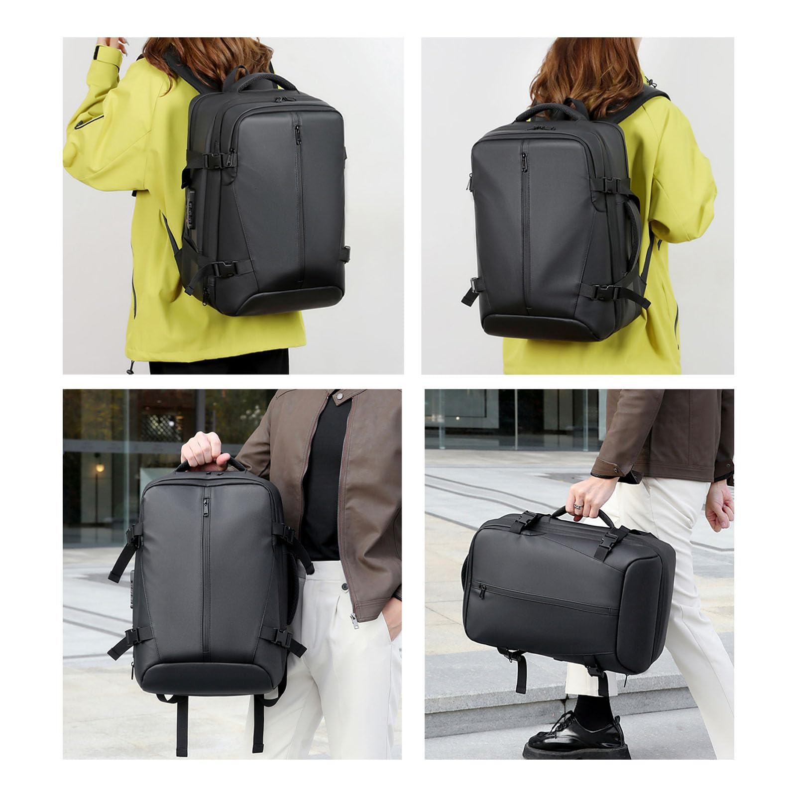 Fdit Zaino da Viaggio Antifurto 36-55L Espandibile | Tecnica per Compressione per Loptop per Laptop Business Traspirante, Design Impermeabile e Cinturino per Bagagli | Org-on