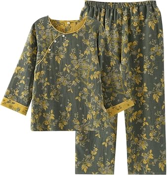 Jacquard Weave Pajama Set Elegant Pajamas Suit Vintage Women's Sleepwear Japanese Style Loungewear for Indoor Outdoor Wear