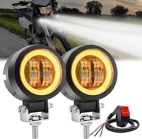 Ygmylandbb 3inch LED Motorcycle Driving Lights with Switch Round Offroad LED Spotlights Bars for Motorcycle ATV Offroad Trucks Agricultural Farming