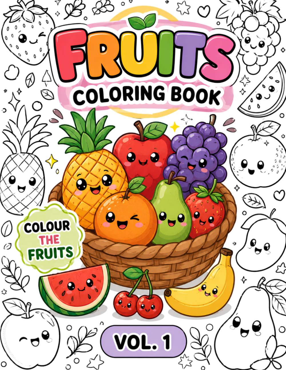 Fruits Coloring Book for Kids: Fruit Illustrations with Color Examples — Fun Learning Activity for Toddlers, Preschoolers & Kindergarten