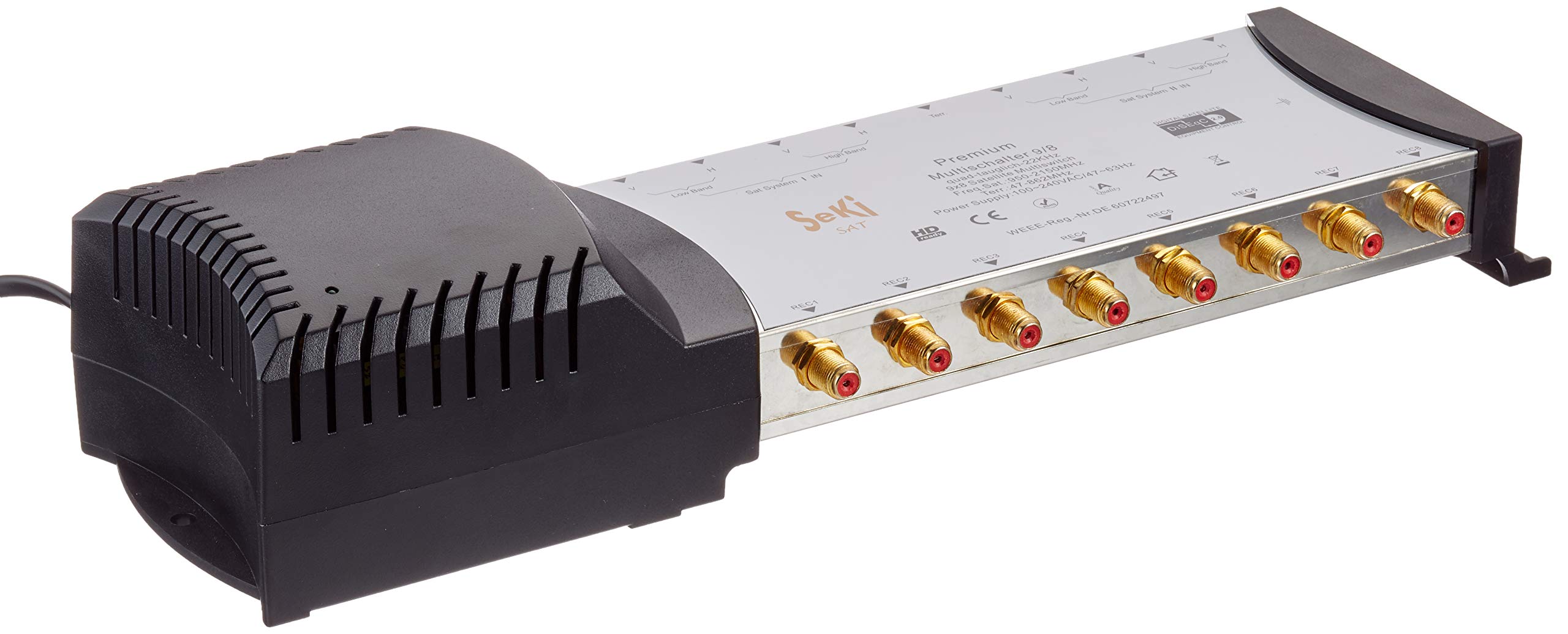 SeKi Commutateur Multiple 9/8 2 Satellites 8 récepteurs Quad LNB HDTV FullHD 8K