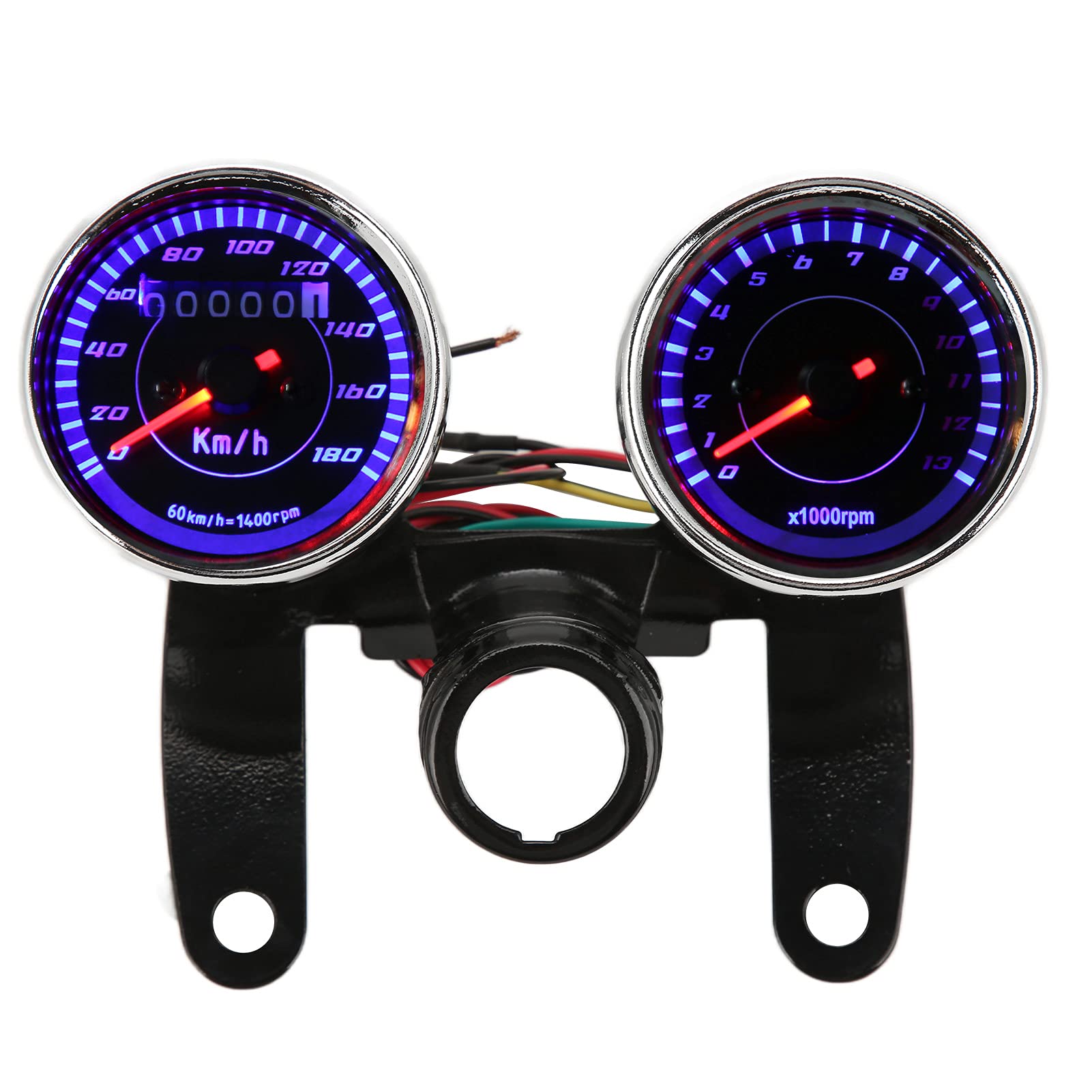 Contagiri per Moto Contachilometri Contachilometri 12V Retroilluminazione a LED, Robusto Materiale Metallico, Qualità Professionale, Misurazione Contachilometri 013000 Giri/min,