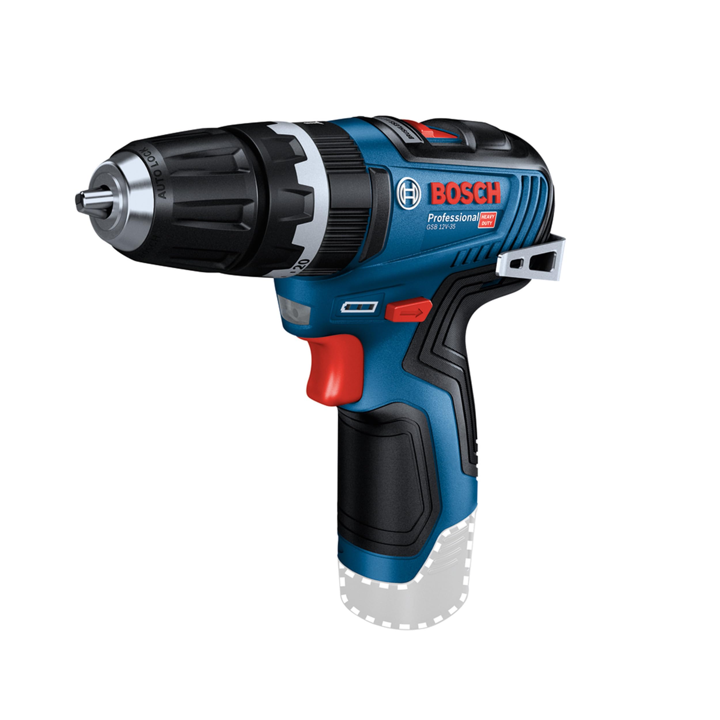 Bosch Professional 12V System taladro con percusión a batería GSB 12V-35 (par de apriete duro/blando 20/35 Nm, incl. 1 gancho para cinturón, 1 portapuntas, L-BOXX, sin batería/cargador)