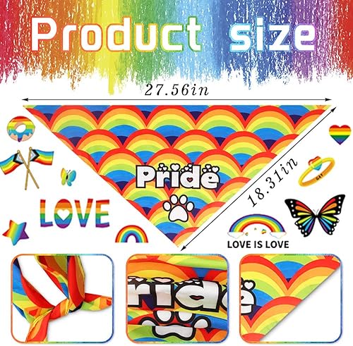 Miniatura 2 de ALIBBON 2 pañuelos para perros del orgullo gay, bandanas LGBT arcoíris para perros, bufandas triangulares lesbianas para mascotas, baberos para el