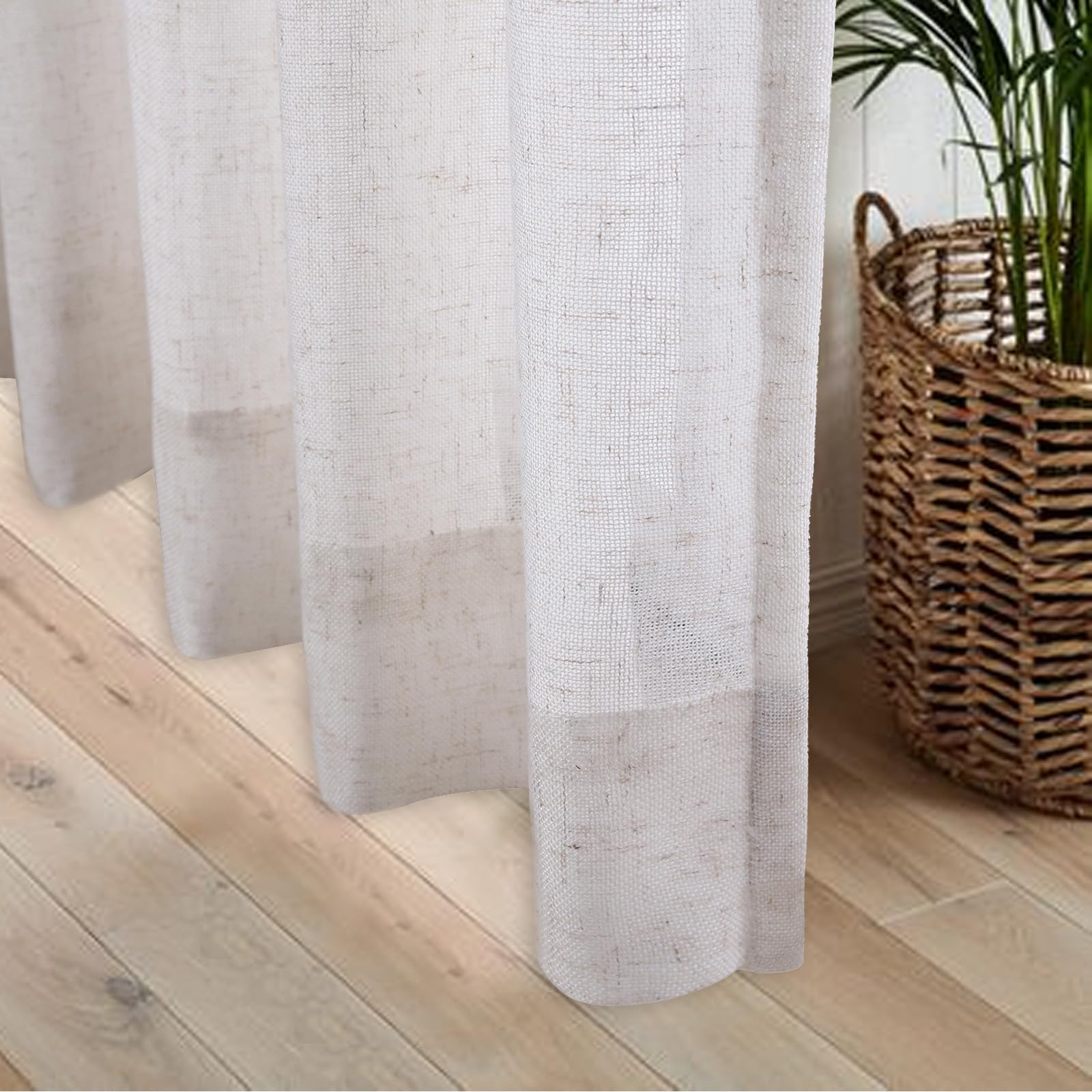 Bei Linen Pinch Pleat ains - 213 cm długie półprzezroczyste zasłony do drzwi przesuwnych, 2 panele z hoo farmhouse, filtrowanie światła, obróbka okien, 40 x 84 l