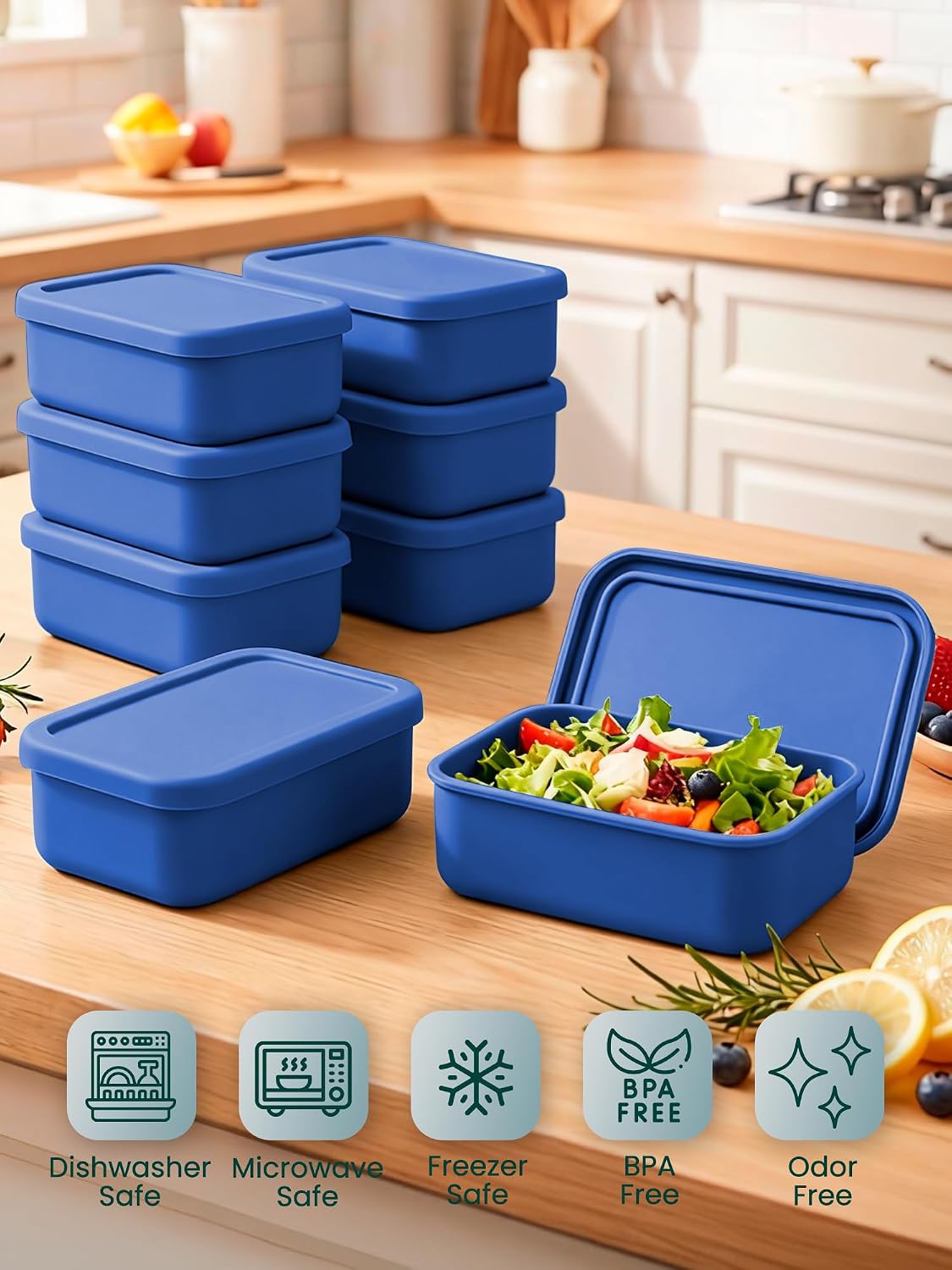 8 PCS 2 Cup Silicone Freezer Molds With Lid, 16oz, Blue image 4