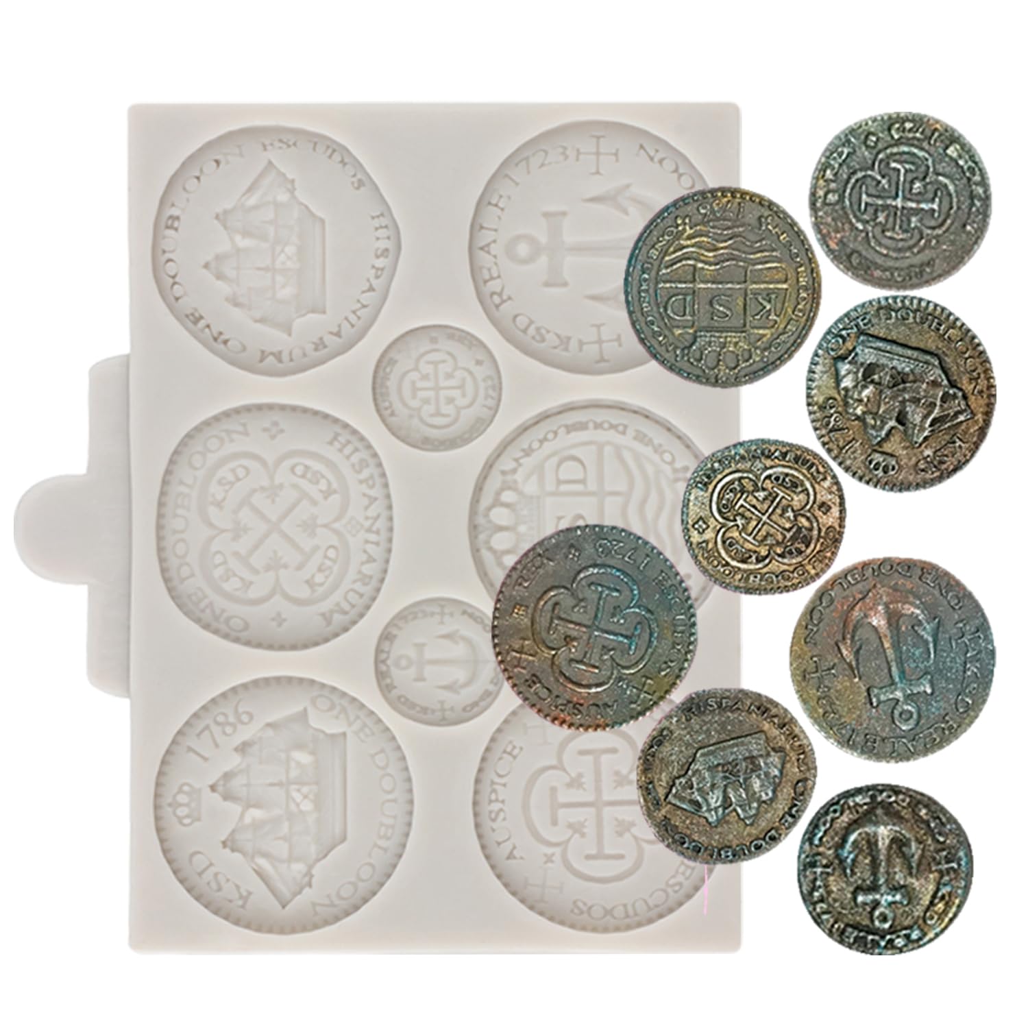 宝物 コイン シリコン型 ケーキデコレーション用 カップケーキトッパー キャンディ チョコレート ガムペースト ポリマー粘土 1個セット