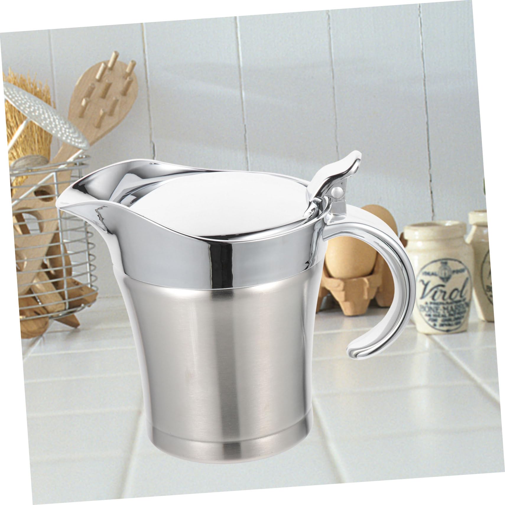 Toyvian Dispensador de Salsa de Acero Inoxidable 304 500 Ml, Olla para Salsa para Restaurante, Vertedor para Condimentos, Resistente a Temperaturas Altas y Bajas, para Hogar y Catering