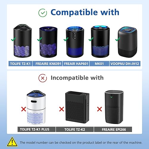 Miniatura 2 de Paquete de 2 filtros de repuesto TZ-K1 compatibles con purificador de aire FreAire, VOOPNU DH-JH12, purificador ToLife y MK01 MK06, filtros de