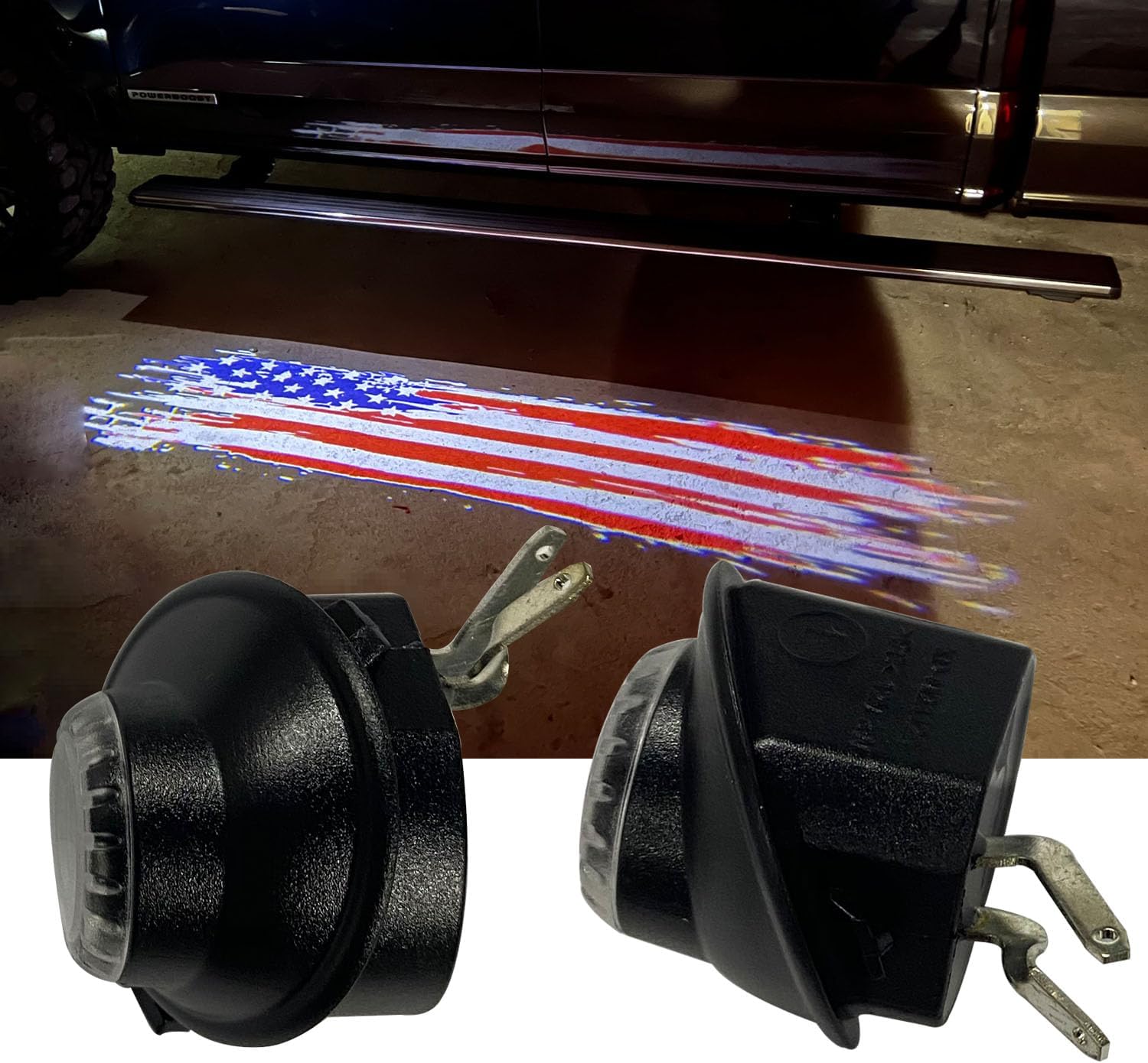 2pcs Set Side Mirror Projector Ghost Shadow Puddle Logo Light with America flag logo Compatible with GMC Sierra 1500,2500HD,3500HD,Yukon &Yukon XL 2014-2024year