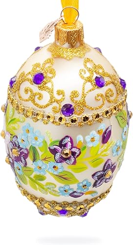 Miniatura 7 de Adorno de huevo de vidrio remolino de flores 4 pulgadas