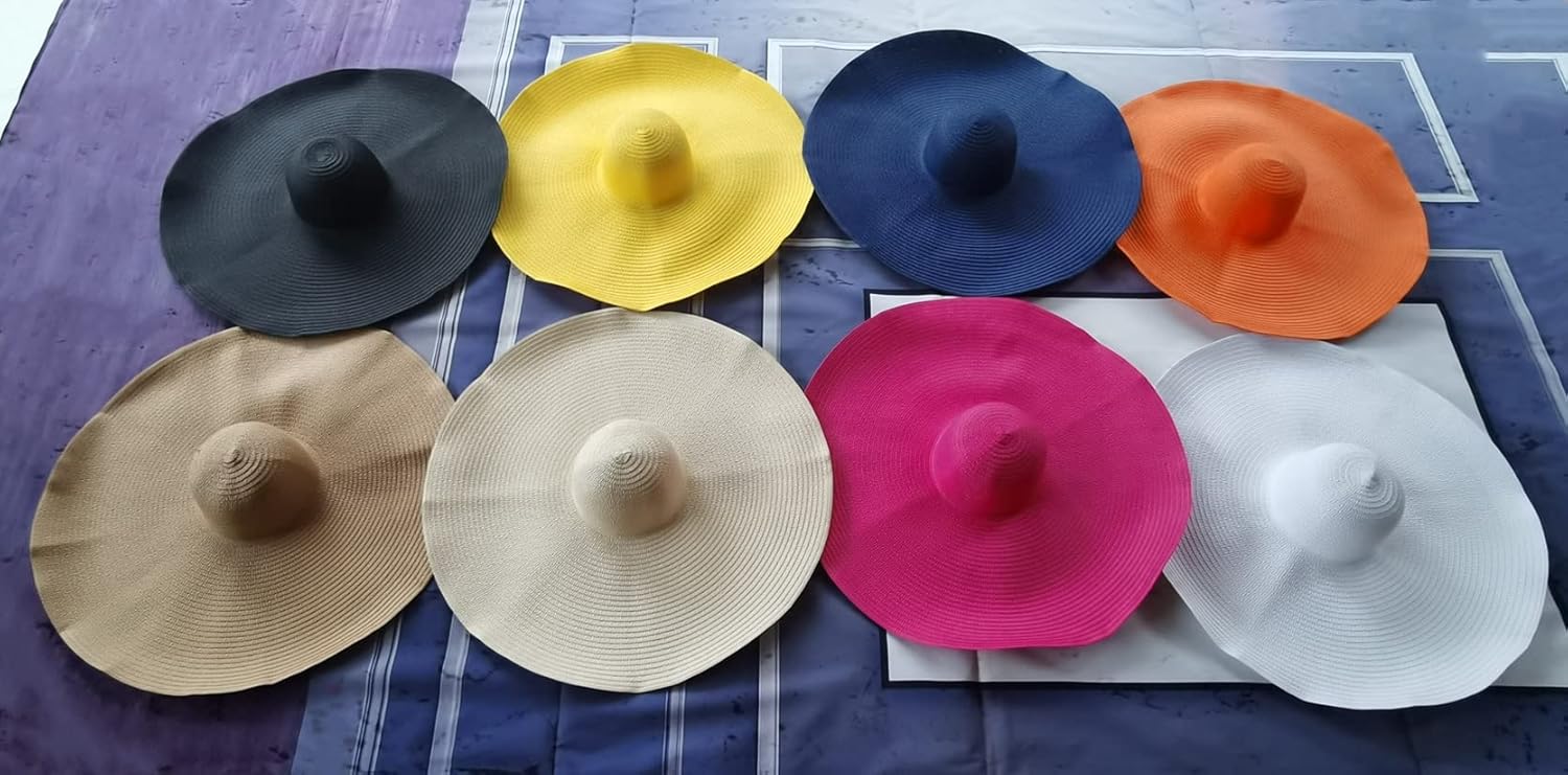 Oversized Beach Hat for Women, Large Wide Brim Packable Floppy Sun Straw Hats Foldable,Handmade Summer Big Beach Hat - Image 7
