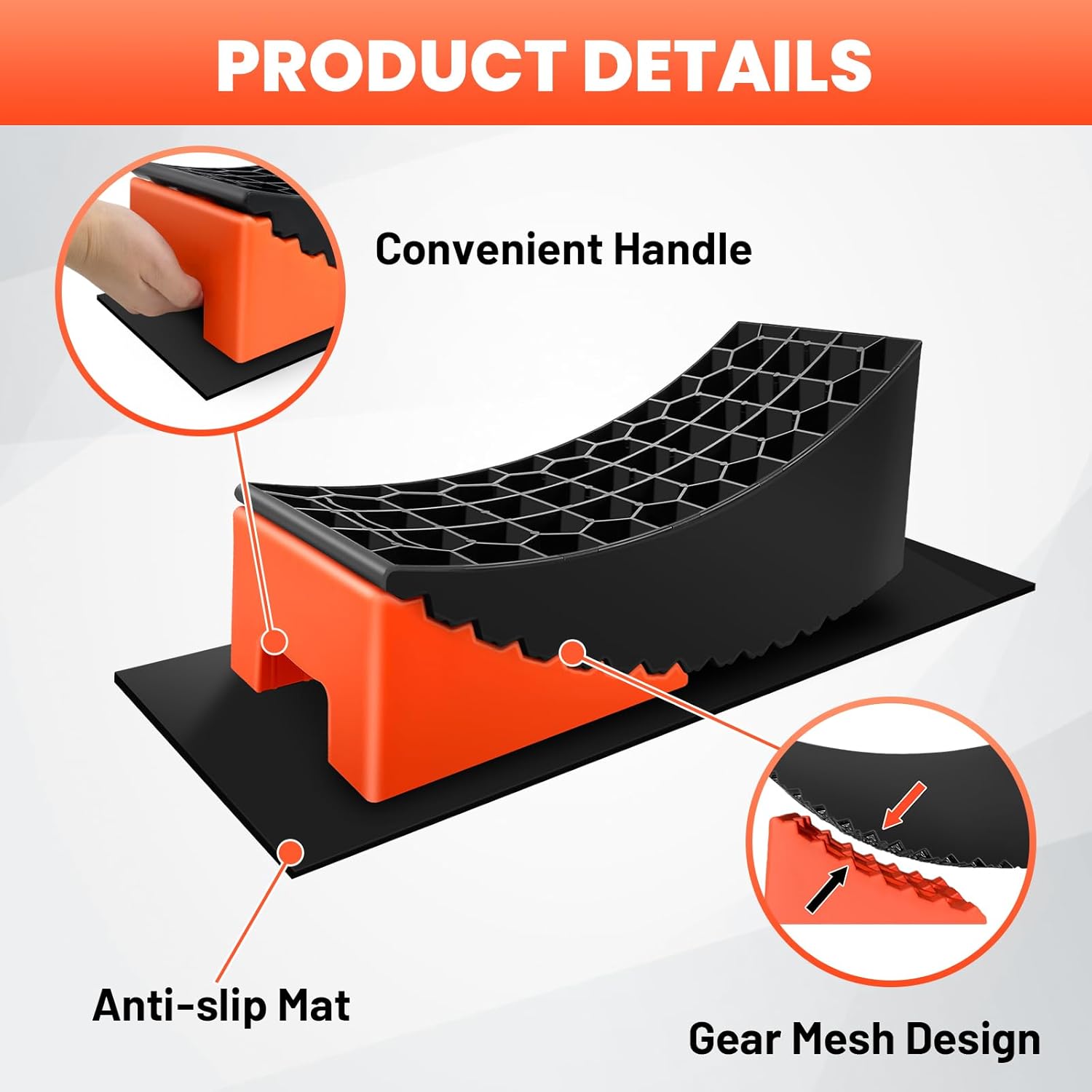 ROBLOCK Tandem Trailer Tire Change Ramp, Tire Lifts Up to 6.3", Raised Tire Change Ramp for Trailers Campers, RV Leveling Blocks with Chocks, Carry Bag, Dual Axle Tandem Wheel Aid,1 Pack