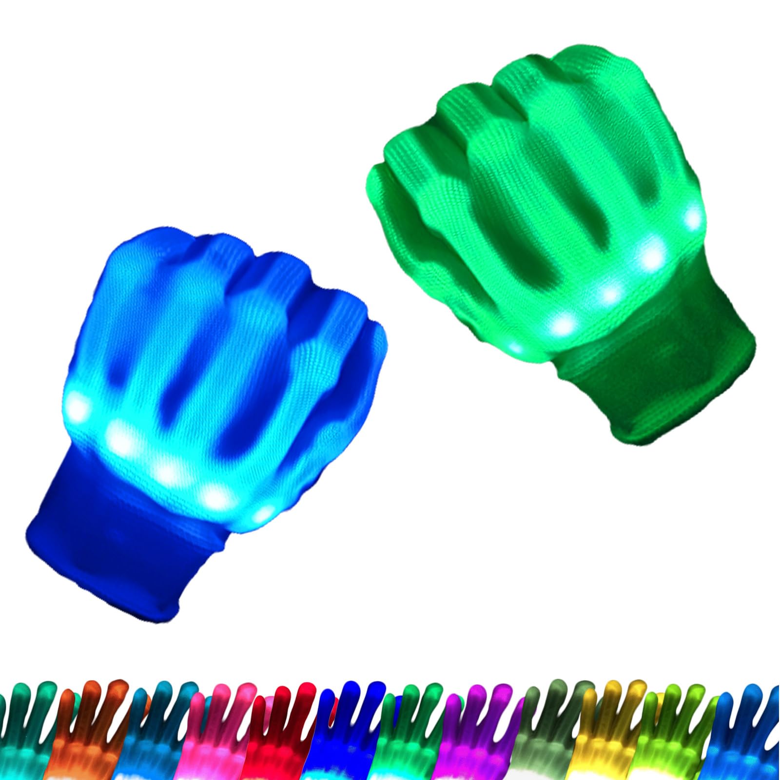 VABX-Purple 12 Colors Flash Led Light up Gloves for Boys Girls Birthday Cool Gifts Easter Halloween Christmas Rave Party Kids 4-12 Teens Adults (