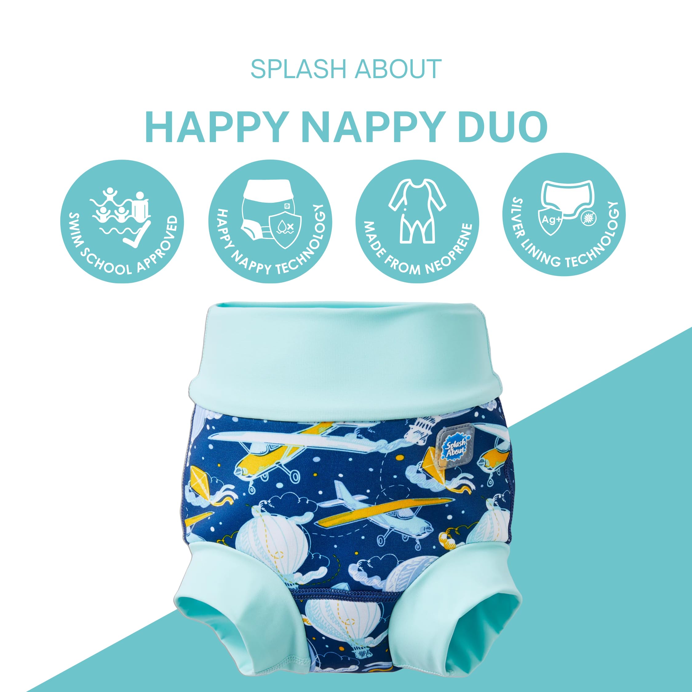 Splash About Happy Nappy Duo Wiederverwendbare Schwimmwindel, Up in the Air, 6-12 miesięcy
