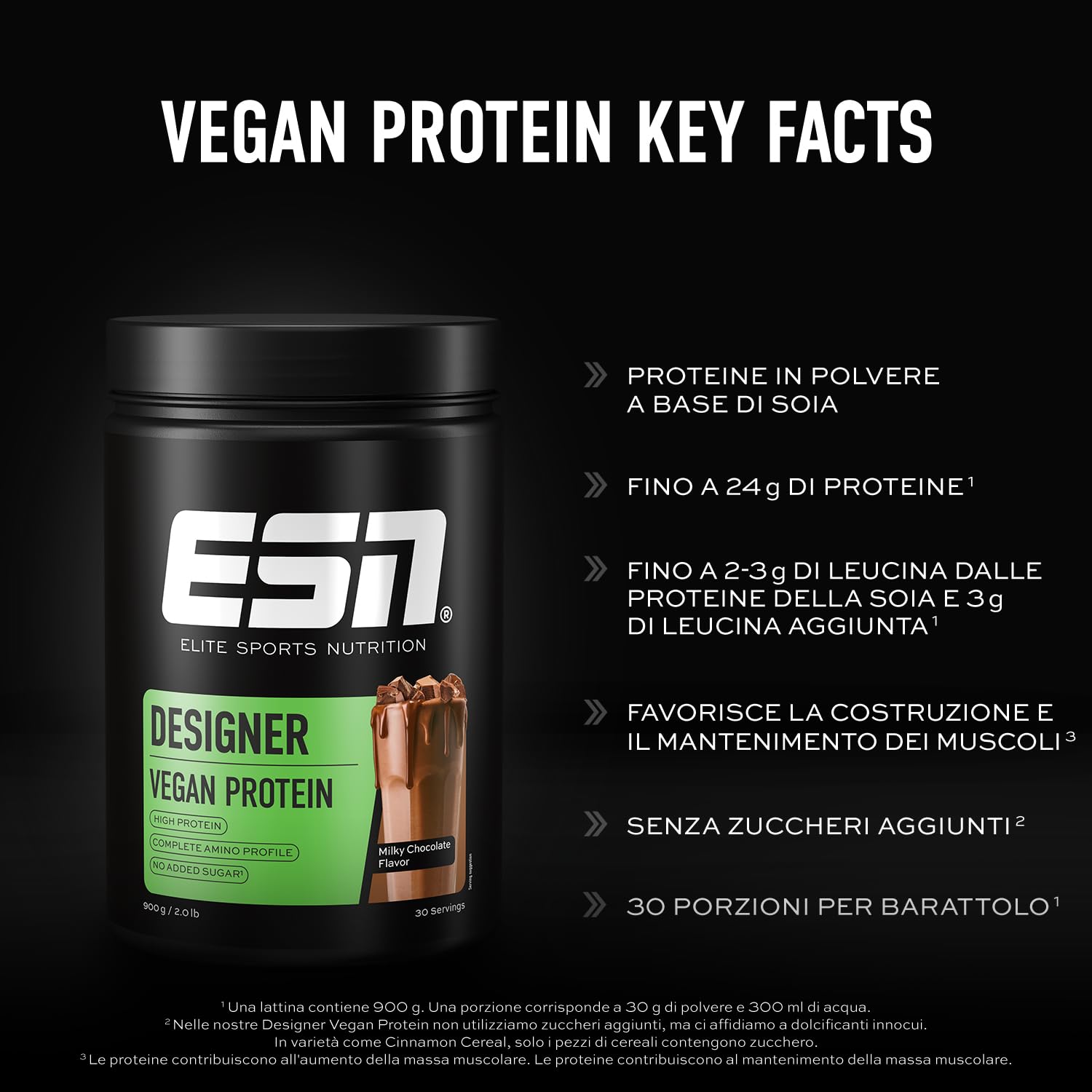 ESN Vegan Designer Proteinpulver, Milky Chocolate, 900 g, cremige Konsistenz - made in Germany