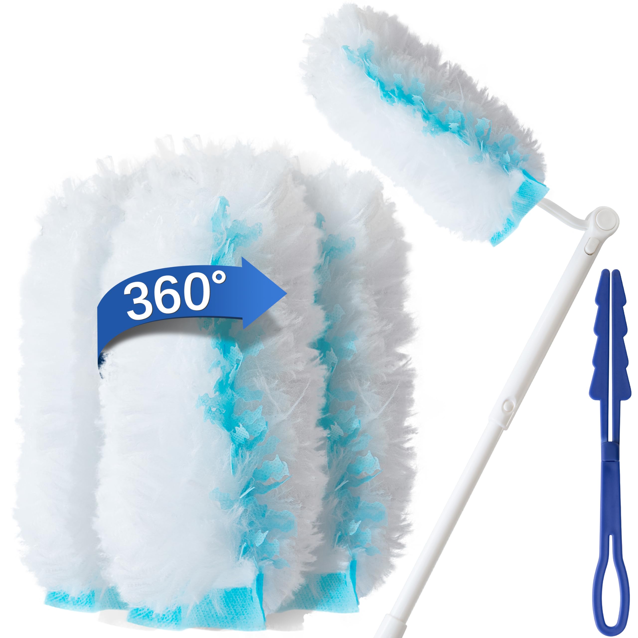 360 Duster Refills for Swiffer, Duster Refills Kit with 35 Duster Refills & 2 Handle for Cleaning Home & Car, Heavy Duty Multi Surface Duster Refills for Office, Blinds, Ceiling Fans, Furniture