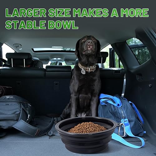 Vista 96 de SLSON - Tazón plegable portátil para perros, gatos y mascotas con 2 mosquetones para paseos, estacionamiento y viajes, para agua y comida