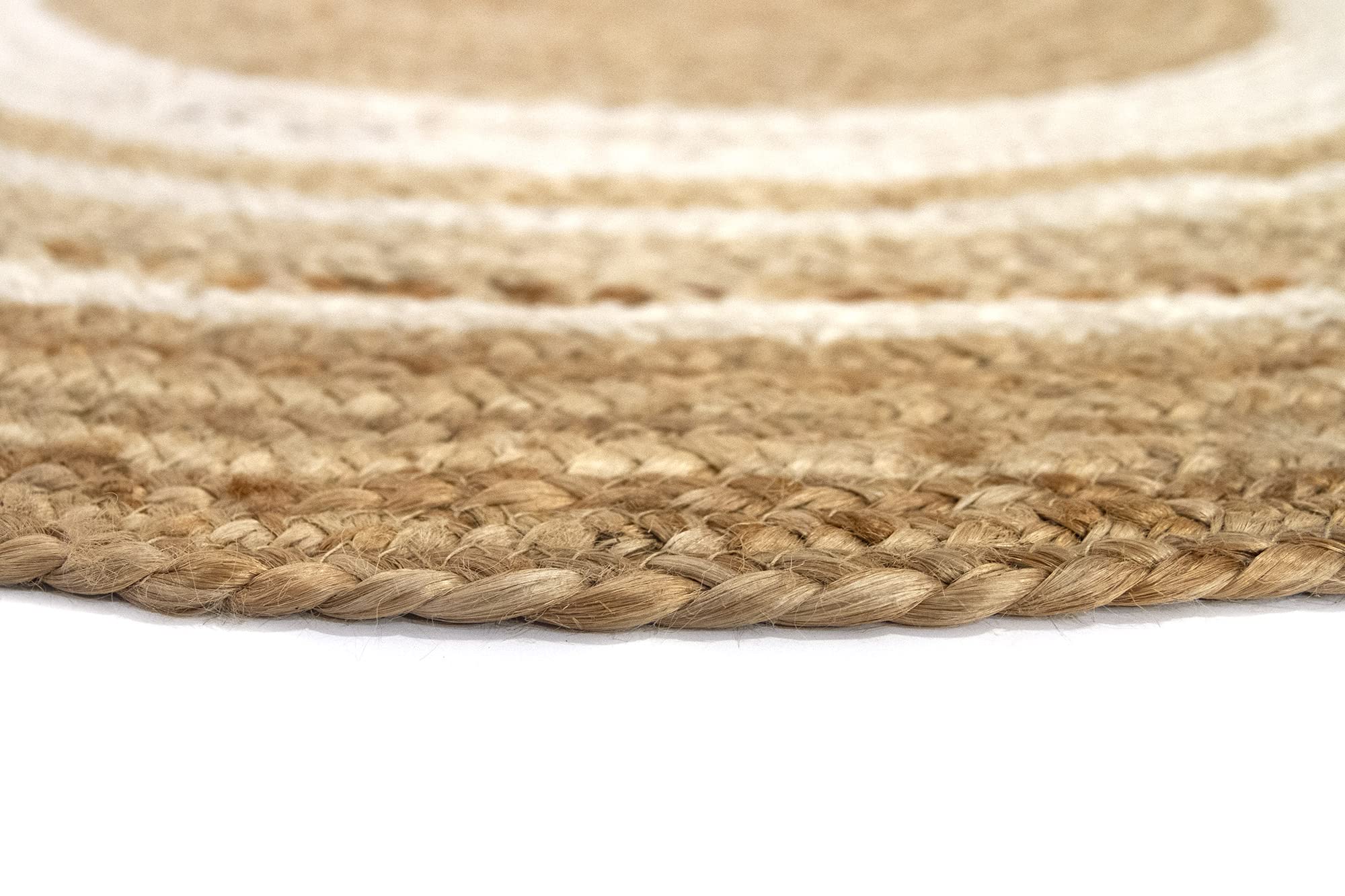 Tapis de salon et chambre HAMID - Tapis Jute Rond Naturelle Alhambra - 100% Fibre de Jute Naturelle - Tissé à la Main - 100 x 100 cm - Maison