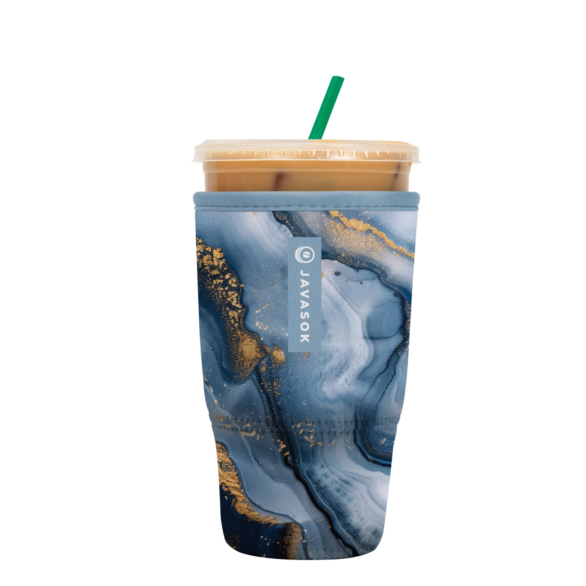 Sok It JavaSok Iced Coffee &amp; Cold Soda Insulated Neoprene Cup Sleeve (Sapphire Drift, Large: 30-32oz)