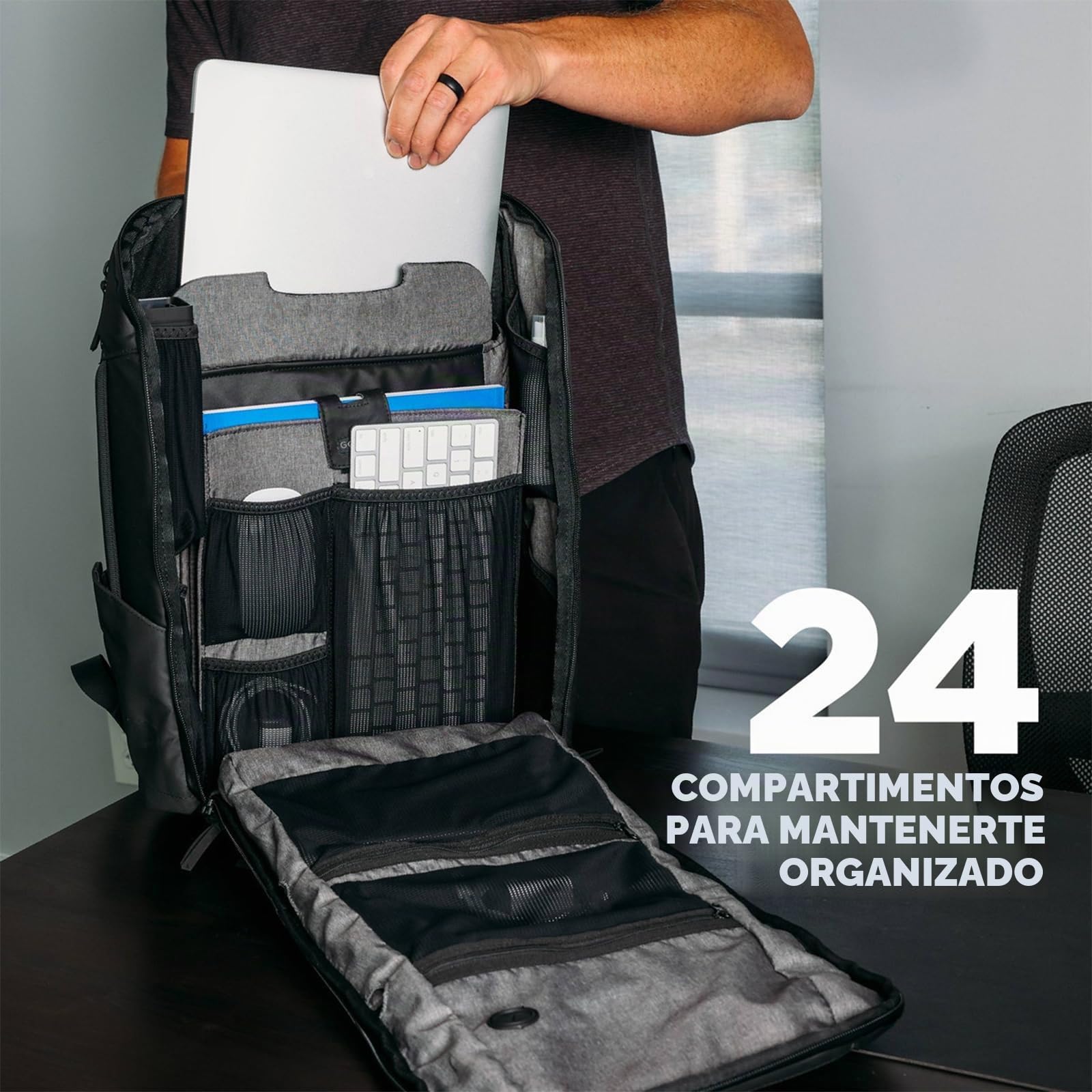 Gomatic Backpack 20-24 L | Mochila para Diario | Mochila de Viaje | Mochila para Portátil | Bolsa de Gimnasio | Equipaje de Mano | Material muy Resistente y Fuerte | Impermeable