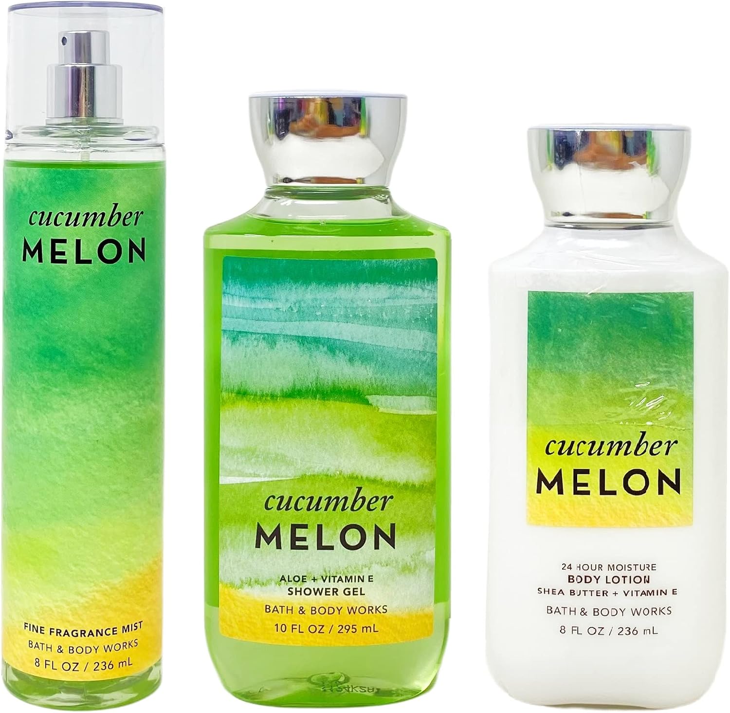 Bath & Body Works Cucumber Melon Trio Bundle - Fragrance Mist - Shower Gel - Body Lotion.