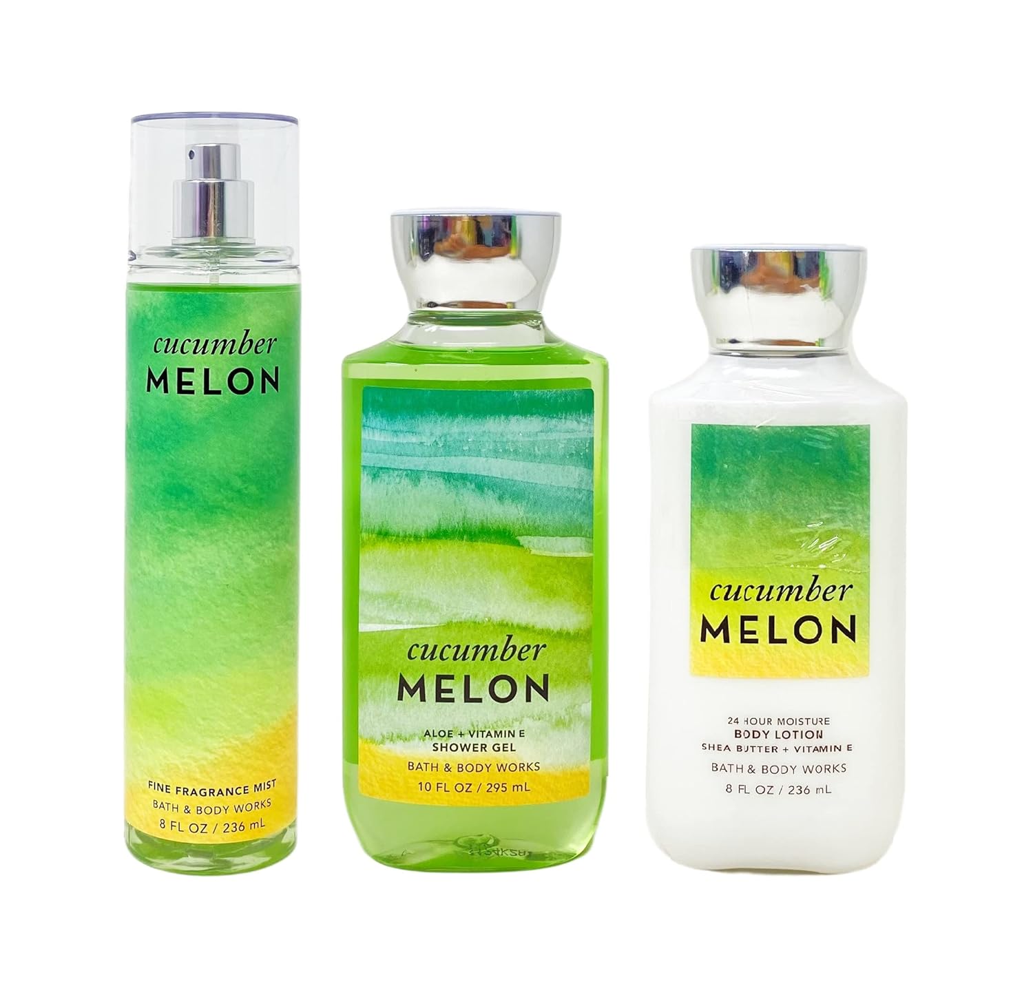 Bath & Body Works Cucumber Melon Trio Bundle - Fragrance Mist - Shower Gel - Body Lotion.