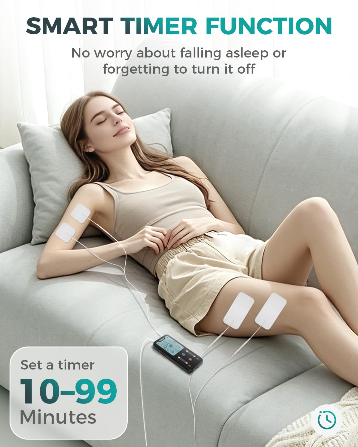 DOMAS TENS Unit Muscle Stimulator: 24 Modes Dual Channel EMS Machine with 24pcs Electrode Pads for Shoulder, Back Pain Relief, Suitable for Seniors, Office Workers, Fitness Enthusiasts and More — Amazon image 8