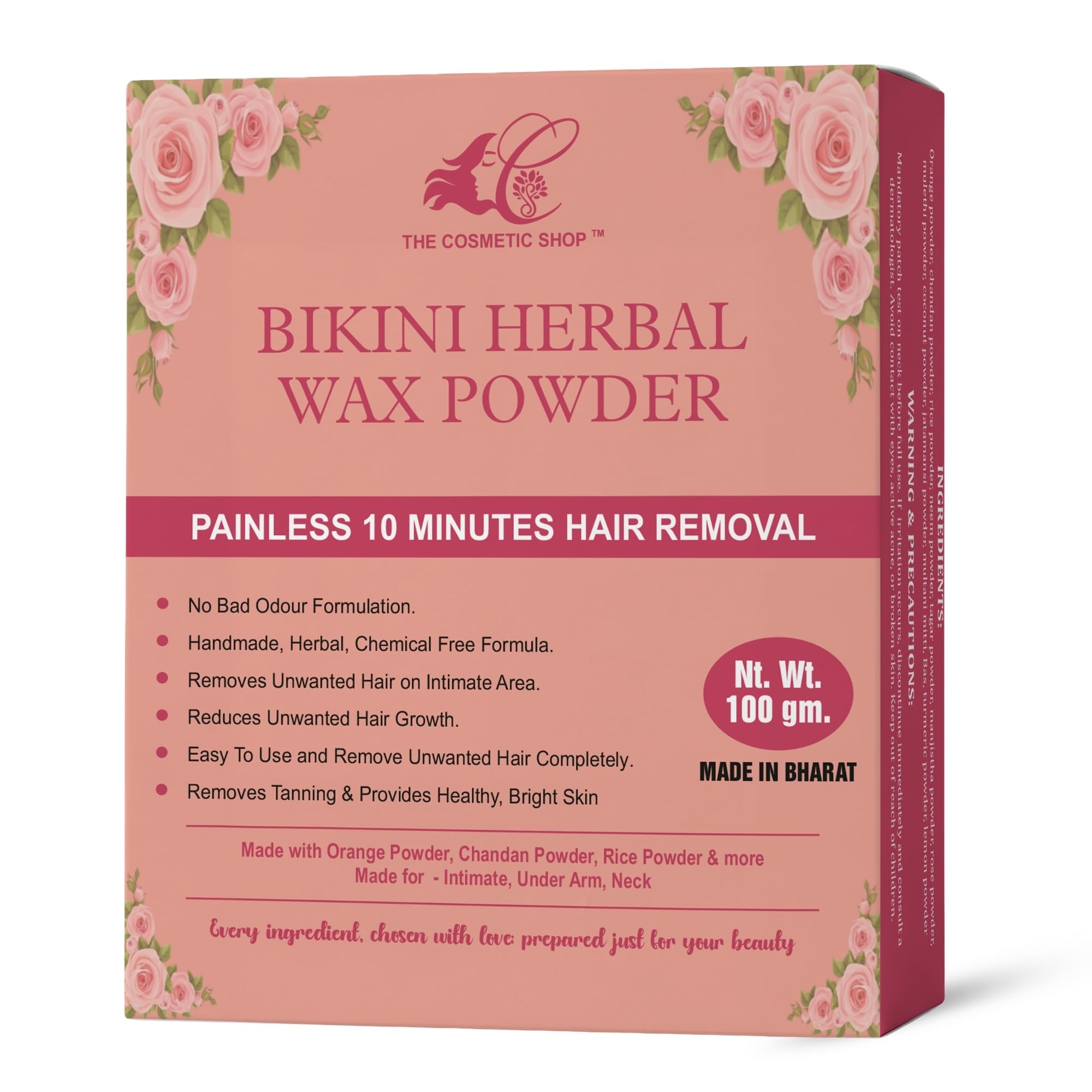 No Bad Smell Bikini Herbal Wax Powder for Men & Women (100gm) | 10 Min Painless & Gentle Hair Removal | No Bad Odour, No Rashes, No Skin Darkening | Herbal & Safe for All skin Types