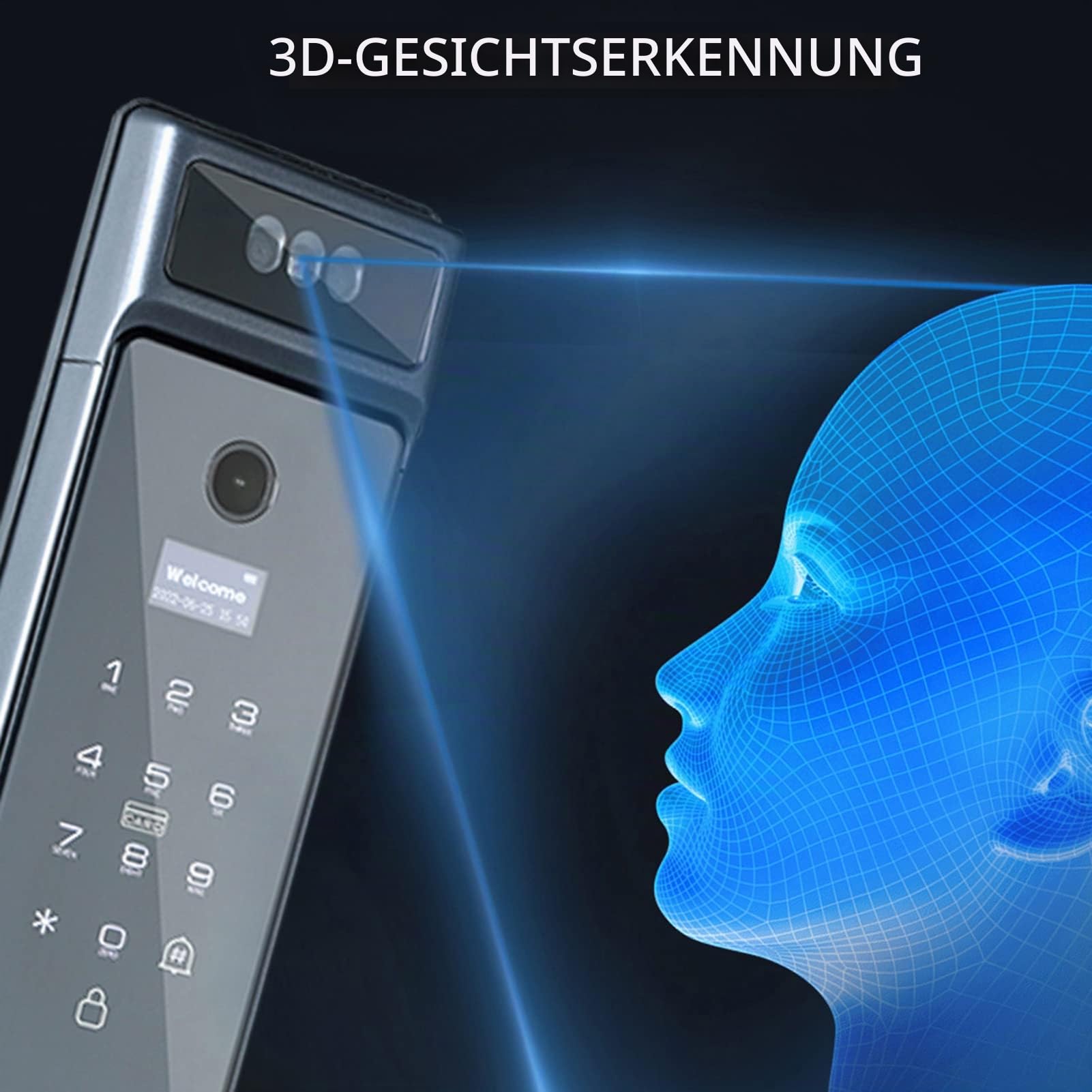 Irfora Fingerabdruck-Türschloss Smart Face Recognition APP Unlock 6 Unlocked Ways Locking Unlocking Automatic for Homes Apartments